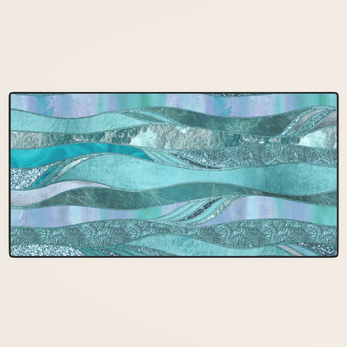 Precious Aqua And Turquoise Glamour Desk Mat Gallery Image 3
