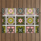 Talavera Mexican Tile - Blush & Sage Palette Outdoor Rug Gallery Image 1