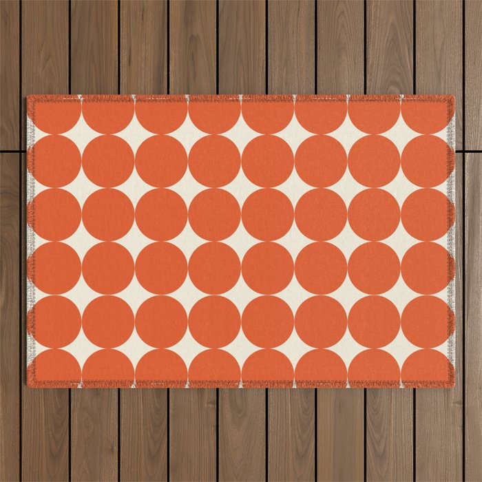 Whole Lotta Circles - Modern Retro Orange Geometric Pattern Outdoor Rug Gallery Image 1