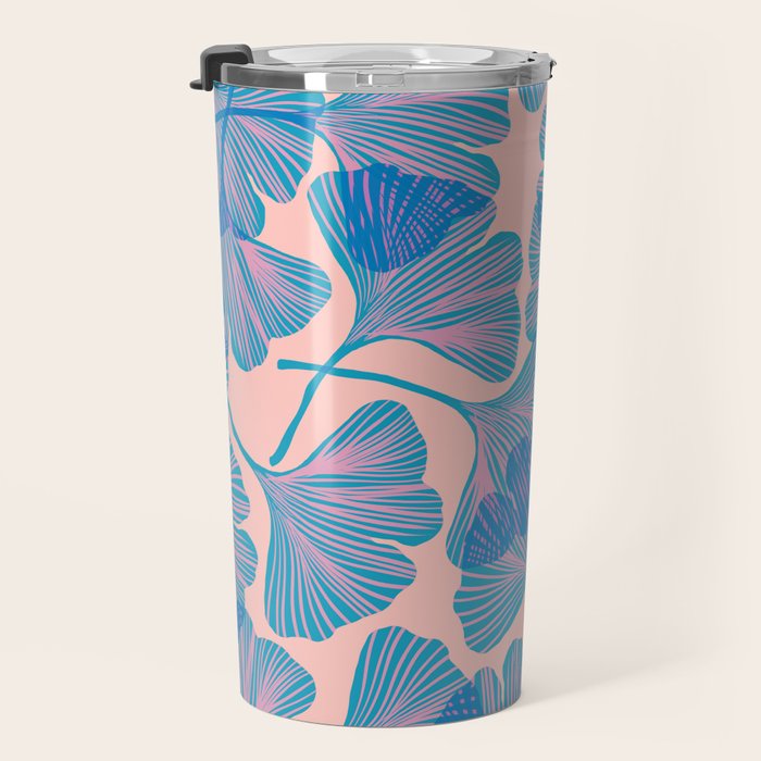 Abstraction_Ginkgo_Pattern_Minimalism_002 Travel Mug Gallery Image 3