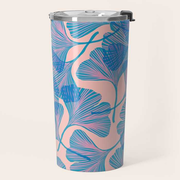 Abstraction_Ginkgo_Pattern_Minimalism_002 Travel Mug Gallery Image 2