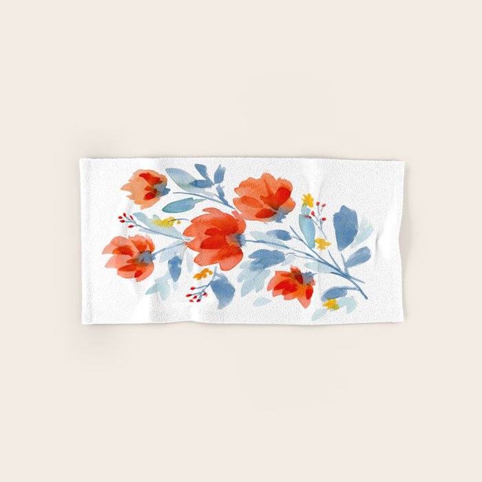 Watercolor Flowers Bath Towel Gallery Image 1