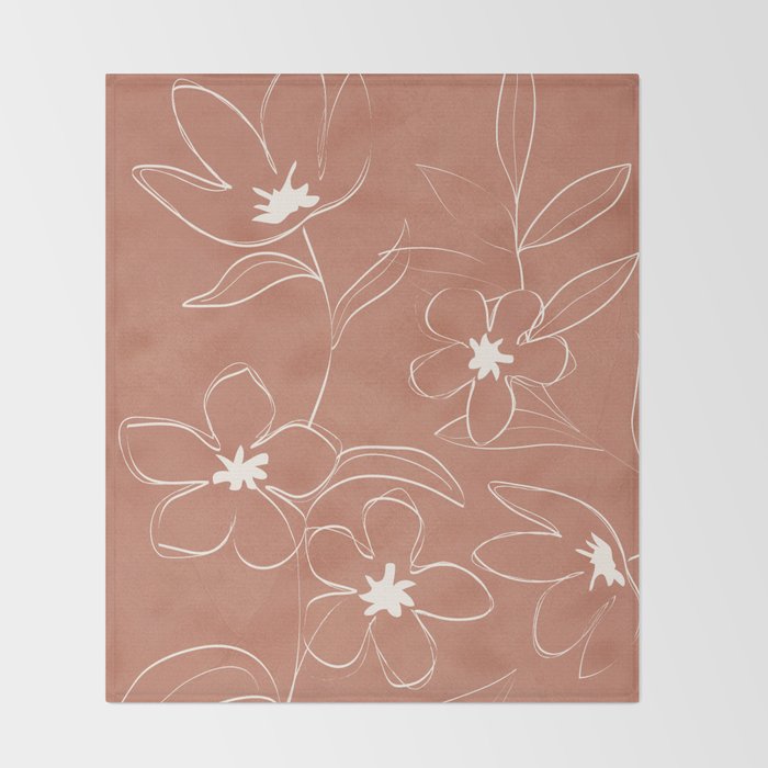 Little Flower Outline on Clay 01 Throw Blanket Gallery Image 2