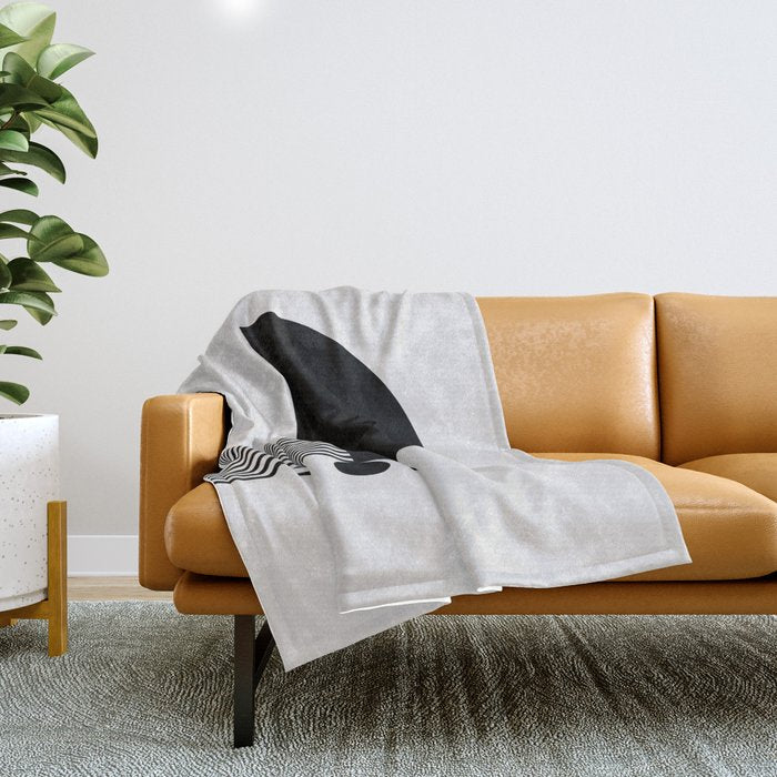 The Form - Black and White Abstract Throw Blanket Gallery Image 1