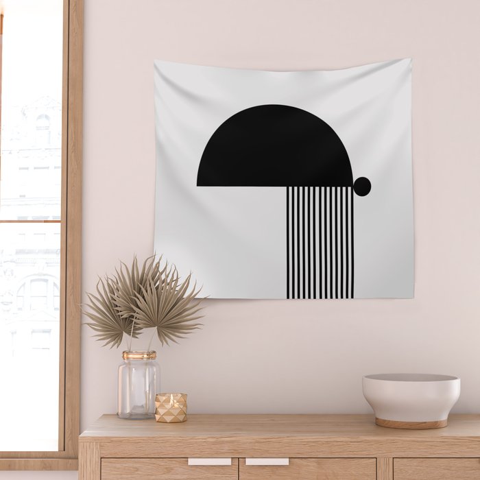 The Form - Black and White Abstract Wall Tapestry Gallery Image 2