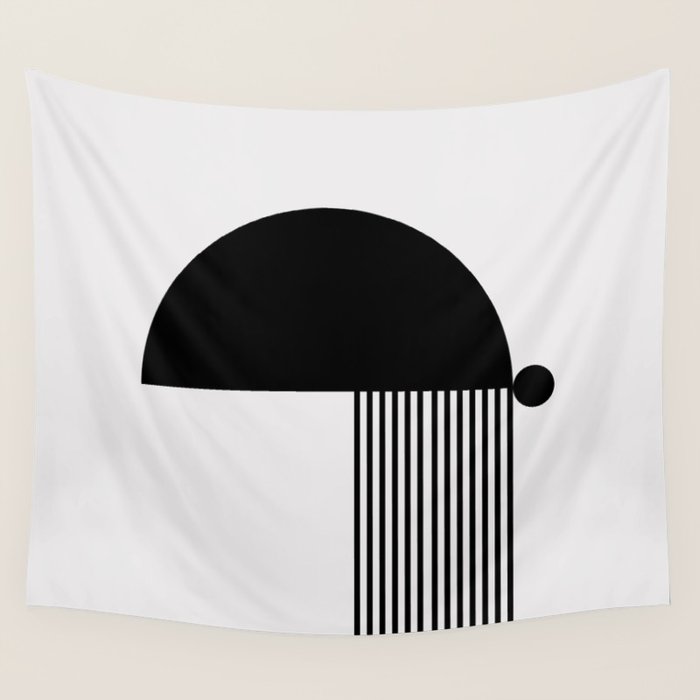 The Form - Black and White Abstract Wall Tapestry Gallery Image 1