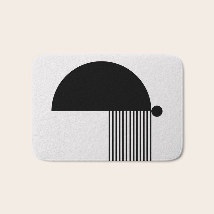 The Form - Black and White Abstract Bath Mat Gallery Image 1