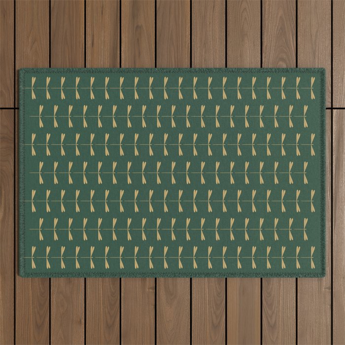 Dragonfly Pattern XVII Kelly Green Outdoor Rug Gallery Image 1