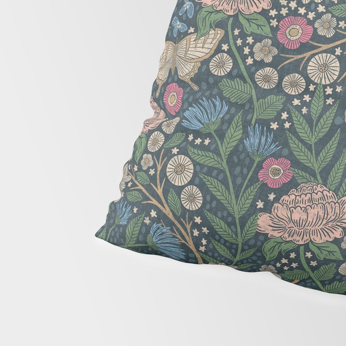 Heritage Wildflower Garden on Dark Blue Pillow Sham Gallery Image 4