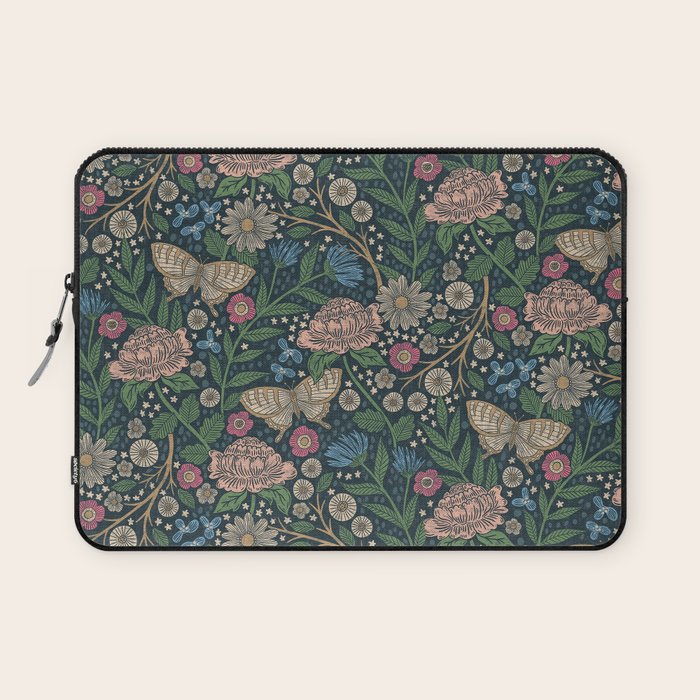 Heritage Wildflower Garden on Dark Blue Laptop Sleeve Gallery Image 1