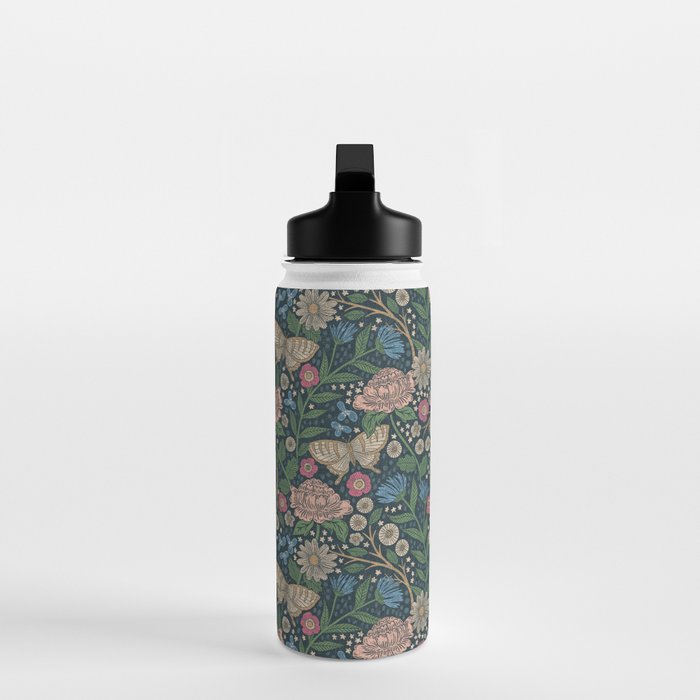 Heritage Wildflower Garden on Dark Blue Water Bottle Gallery Image 3