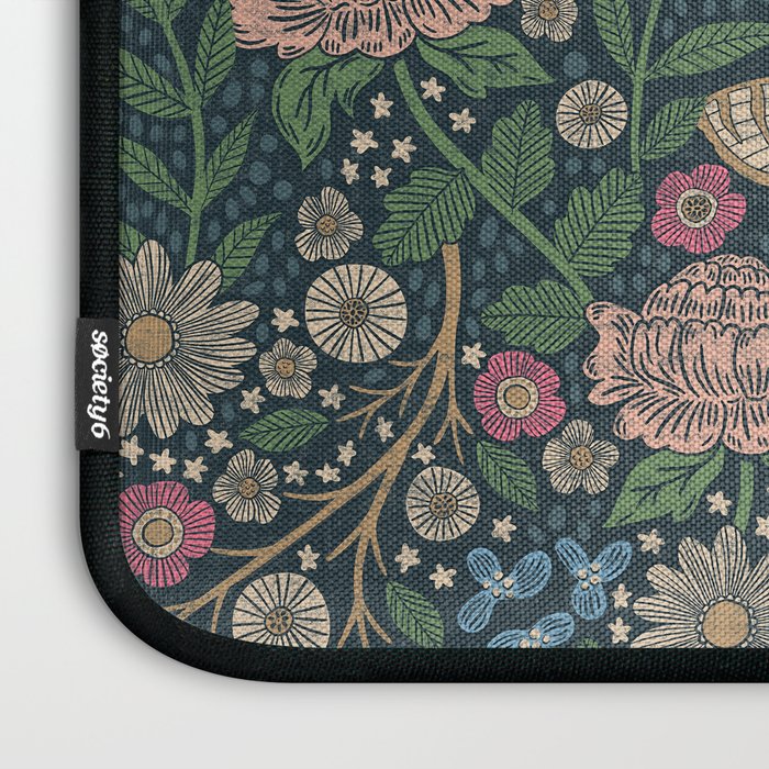 Heritage Wildflower Garden on Dark Blue Laptop Sleeve Gallery Image 3