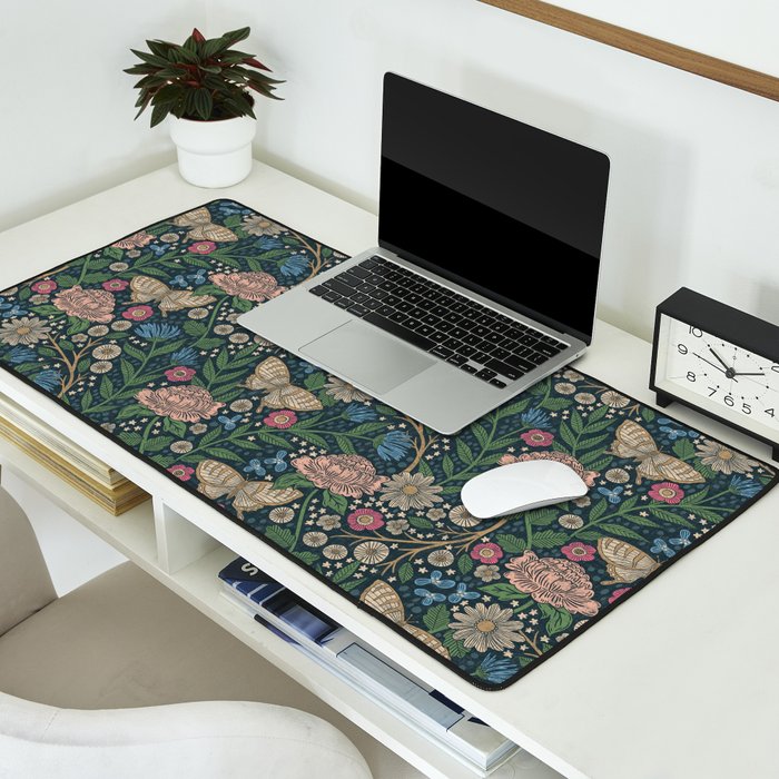 Heritage Wildflower Garden on Dark Blue Desk Mat Gallery Image 2