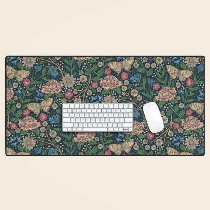 Heritage Wildflower Garden on Dark Blue Desk Mat Gallery Image 1