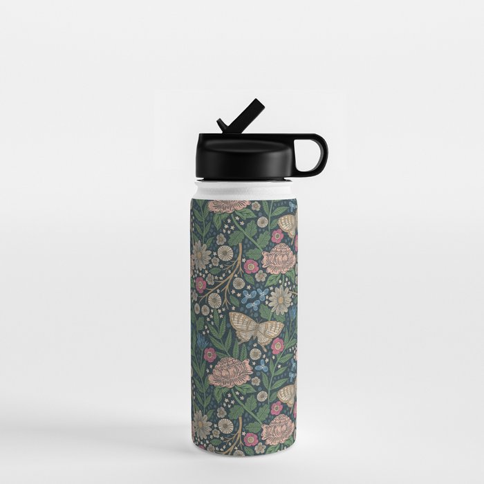 Heritage Wildflower Garden on Dark Blue Water Bottle Gallery Image 1