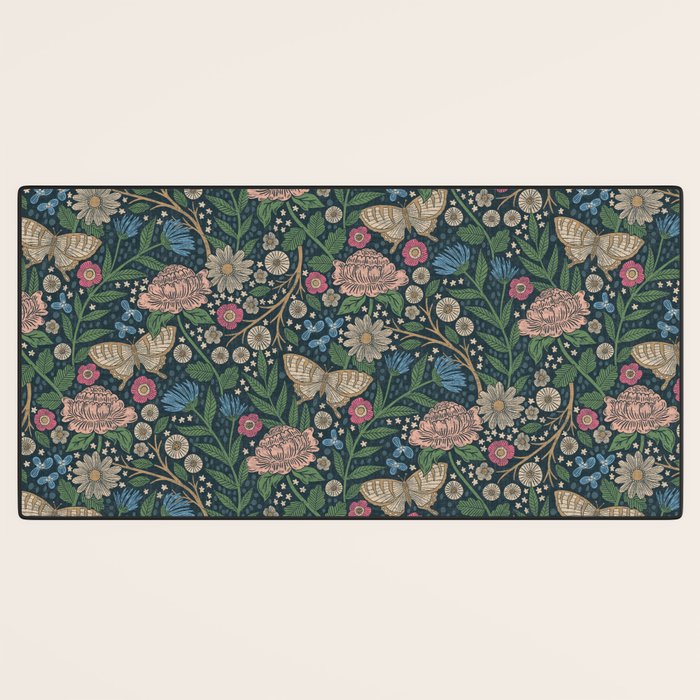 Heritage Wildflower Garden on Dark Blue Desk Mat Gallery Image 3