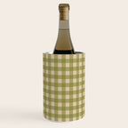 Gingham Check Pattern in Muted Vintage Olive Green and Beige Wine Chiller Gallery Image 1