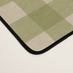 Gingham Check Pattern in Muted Vintage Olive Green and Beige Desk Mat Gallery Image 4