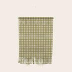 Gingham Check Pattern in Muted Vintage Olive Green and Beige Wall Hanging Gallery Image 1