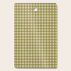 Gingham Check Pattern in Muted Vintage Olive Green and Beige Cutting Board Gallery Image 1