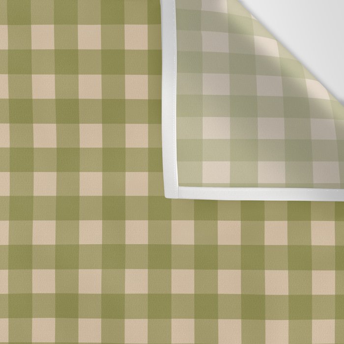 Gingham Check Pattern in Muted Vintage Olive Green and Beige Wall Tapestry Gallery Image 3