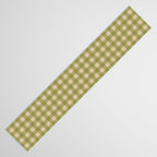 Gingham Check Pattern in Muted Vintage Olive Green and Beige Table Runner Gallery Image 3