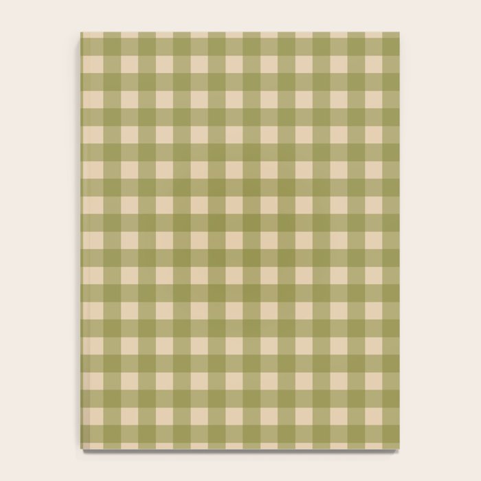 Gingham Check Pattern in Muted Vintage Olive Green and Beige Notebook Gallery Image 4