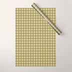 Gingham Check Pattern in Muted Vintage Olive Green and Beige Wrapping Paper Gallery Image 1