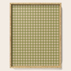 Gingham Check Pattern in Muted Vintage Olive Green and Beige Serving Tray Gallery Image 1