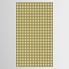 Gingham Check Pattern in Muted Vintage Olive Green and Beige Tablecloth Gallery Image 2