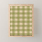 Gingham Check Pattern in Muted Vintage Olive Green and Beige Mini Art Print Gallery Image 1