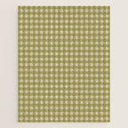 Gingham Check Pattern in Muted Vintage Olive Green and Beige Jigsaw Puzzle Gallery Image 1