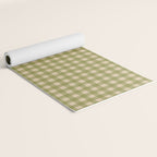 Gingham Check Pattern in Muted Vintage Olive Green and Beige Yoga Mat Gallery Image 2