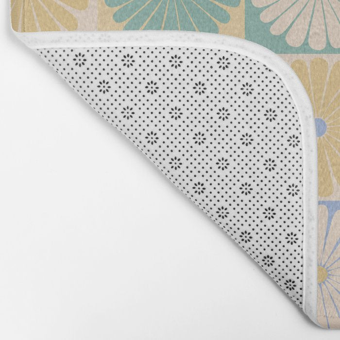 Retro Flowers Check Pattern XXIV Bath Mat Gallery Image 2