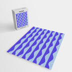 Retro Wavy Lines Pattern in Ocean Blue Jigsaw Puzzle Gallery Image 2