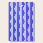 Retro Wavy Lines Pattern in Ocean Blue Cutting Board Gallery Image 1