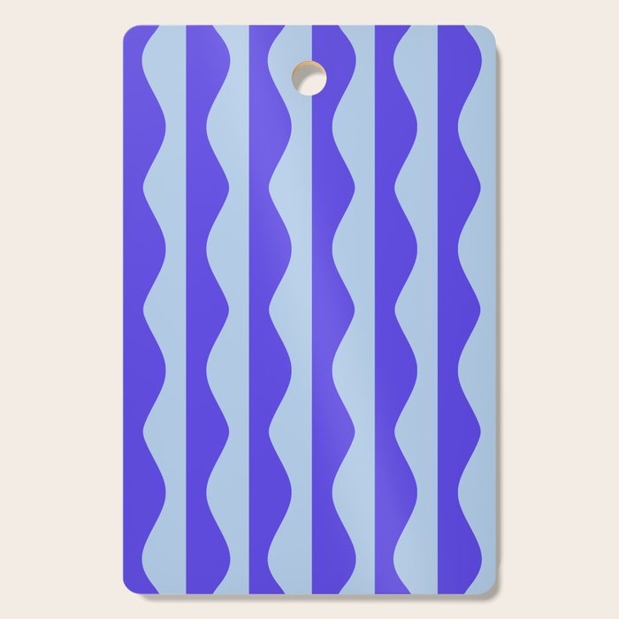 Retro Wavy Lines Pattern in Ocean Blue Cutting Board Gallery Image 1