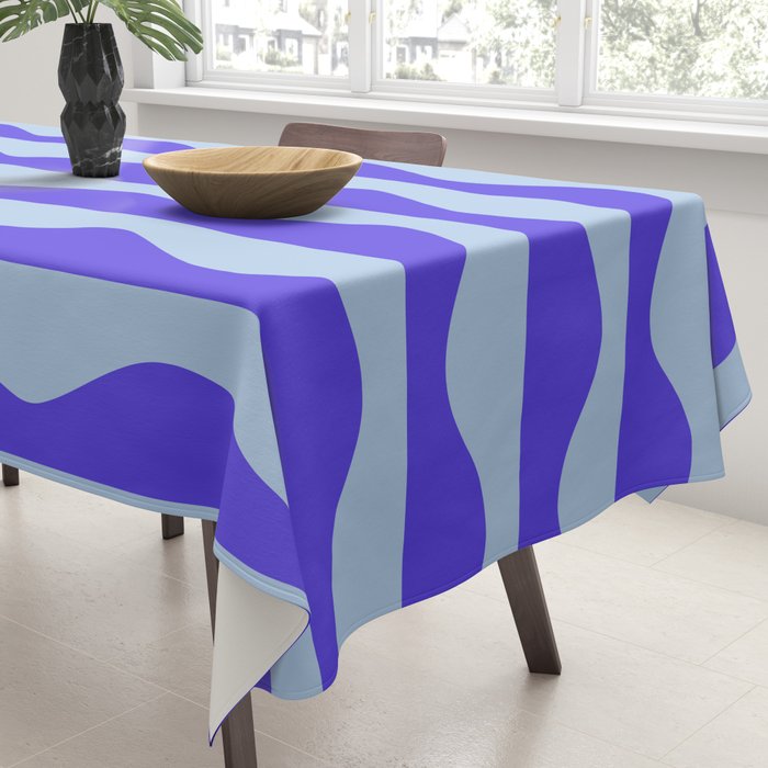 Retro Wavy Lines Pattern in Ocean Blue Tablecloth Gallery Image 3