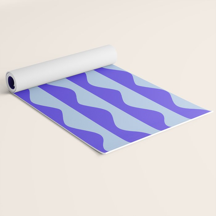 Retro Wavy Lines Pattern in Ocean Blue Yoga Mat Gallery Image 2