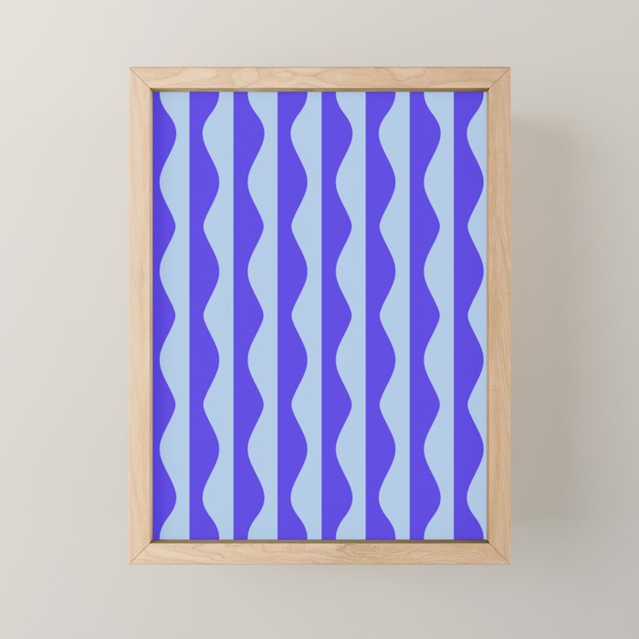 Retro Wavy Lines Pattern in Ocean Blue Mini Art Print Gallery Image 1