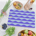 Retro Wavy Lines Pattern in Ocean Blue Cutting Board Gallery Image 2