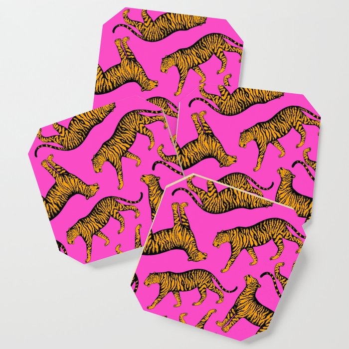 Tigers (Magenta and Marigold) Coaster Gallery Image 1