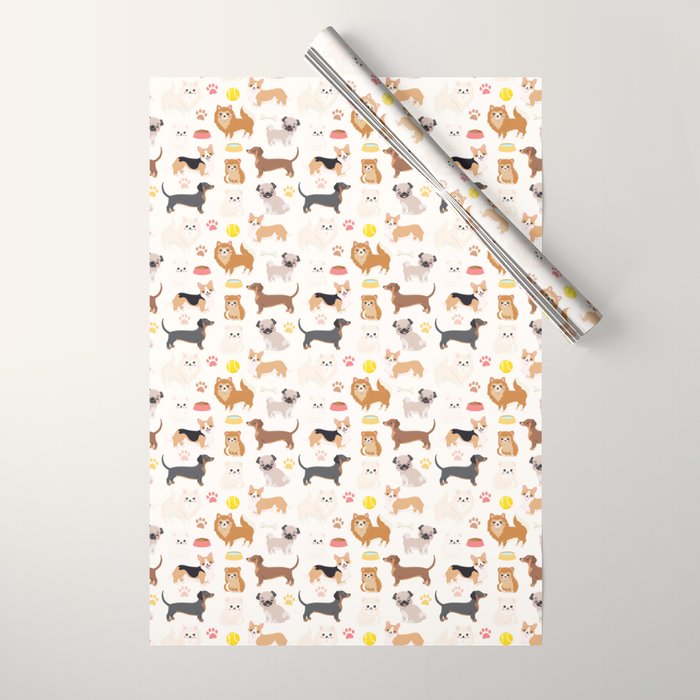 Cute Dog Pattern Wrapping Paper Gallery Image 1