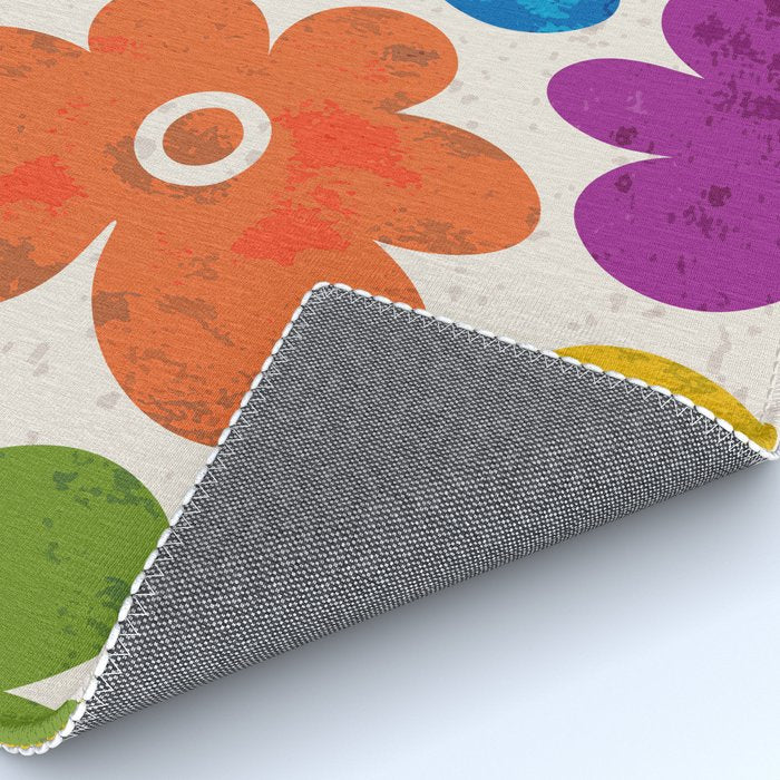 Colorful Retro Floral Pattern Rug Gallery Image 4