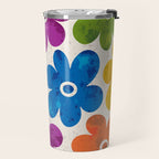 Colorful Retro Floral Pattern Travel Mug Gallery Image 2