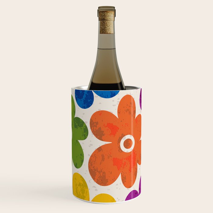 Colorful Retro Floral Pattern Wine Chiller Gallery Image 2