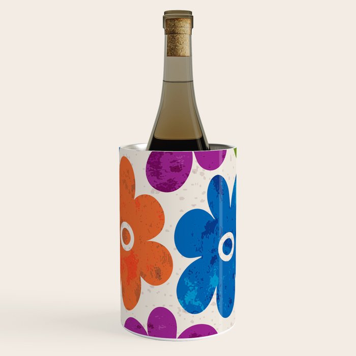 Colorful Retro Floral Pattern Wine Chiller Gallery Image 1