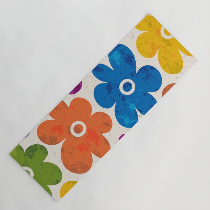 Colorful Retro Floral Pattern Yoga Mat Gallery Image 1