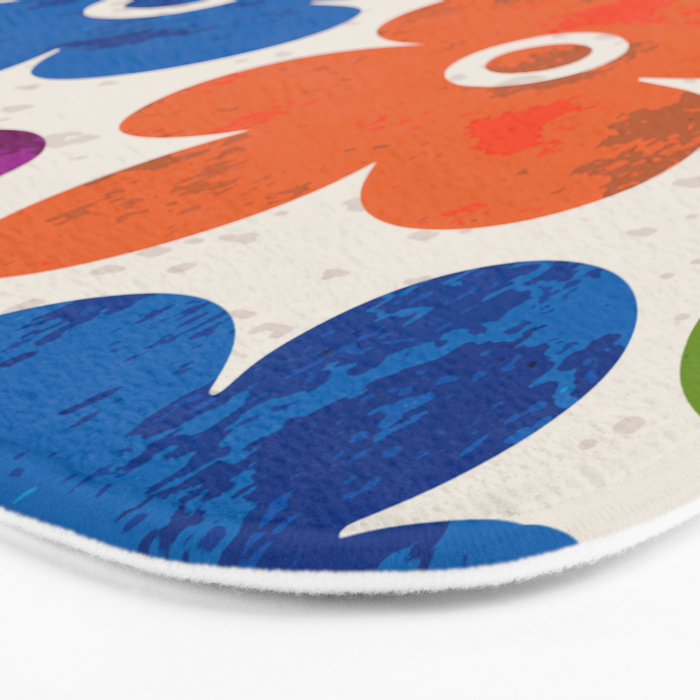 Colorful Retro Floral Pattern Bath Mat Gallery Image 3