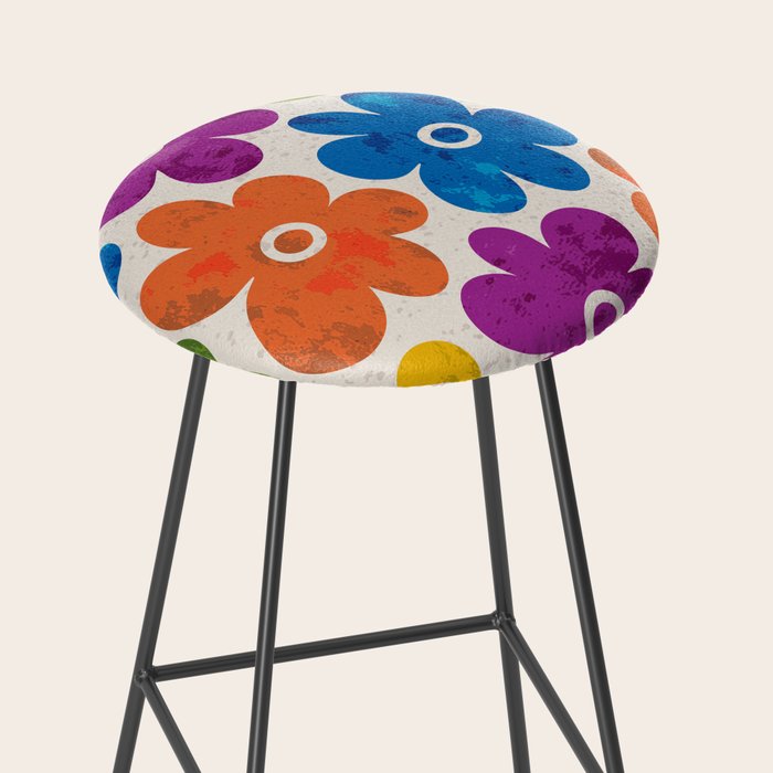 Colorful Retro Floral Pattern Stool Gallery Image 2